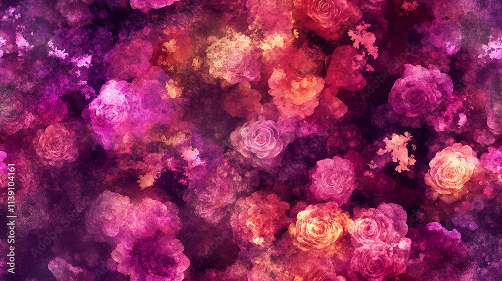 Abstract Watercolor Roses in Shades of Pink and Orange Abstract Watercolor Roses in Shades of Pink and Orange