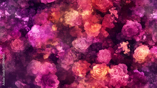 Abstract Watercolor Roses in Shades of Pink and Orange