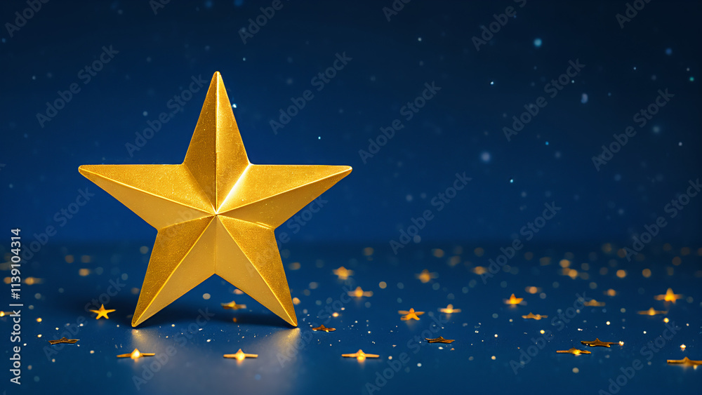 Obraz premium golden star on blue background