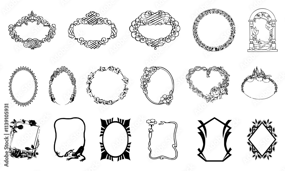 Frame and floral icon collection. floral border icon pack Frame and floral icon collection. floral border icon pack