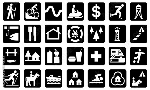 Public place signage icon collection