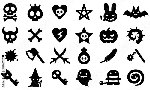Spooky icon collection. Helloween icon bundle