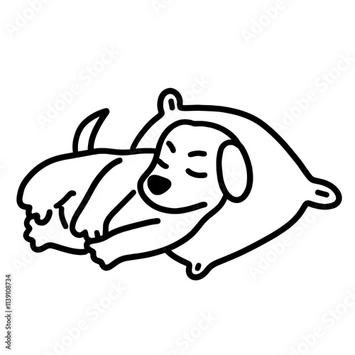 cute dog sleeping icon illustration