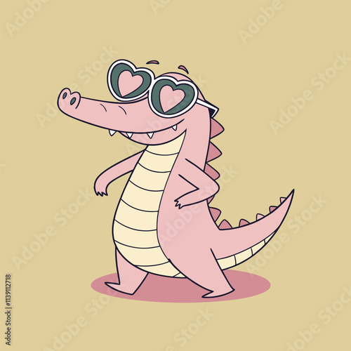 crocodile wearing heart sunglasses