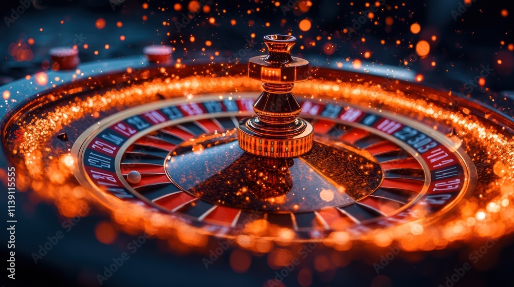 Fiery roulette wheel spinning, close-up. Fiery roulette wheel spinning, close-up.