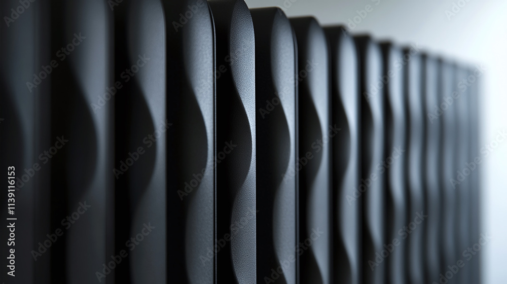 Closeup of a modern radiator, thermal central heating system with water that provides warmth and comfort during the winter months in a home or apartment. Closeup of a modern radiator, thermal central heating system with water that provides warmth and comfort during the winter months in a home or apartment.