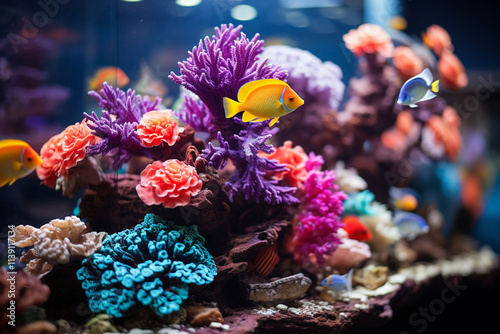 coral reef is a vibrant and bustling community of fish, a wide variety of species and schools, creating a colorful and lively underwater neighborhood photo