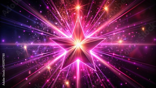 Radiant Pink Starburst with Sparkling Dust and Glowing Rays