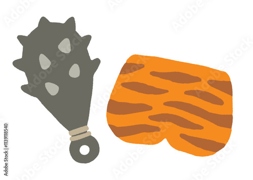 鬼のパンツとこん棒のイラスト