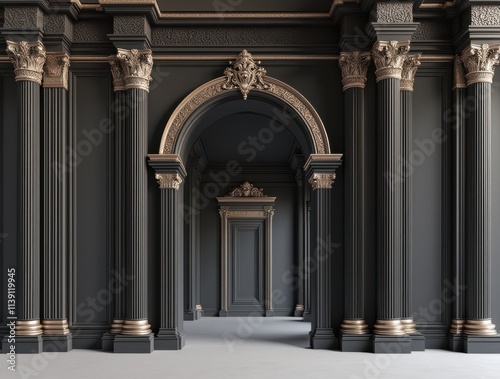 Exquisite Architectural Marvel Featuring Ornate Columns and Lavish Detailing in a Grand Interior Space photo