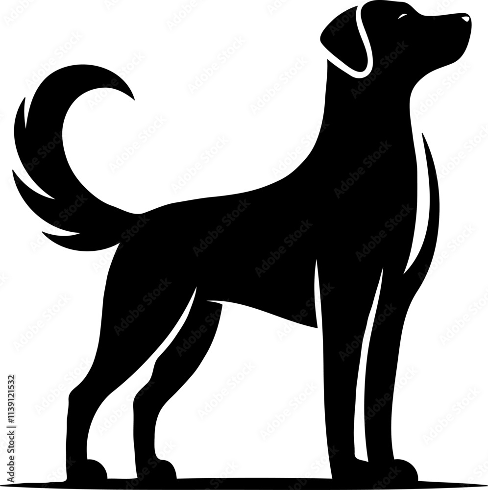 A black dog silhouette vector design A black dog silhouette vector design