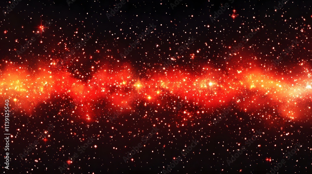 Fototapeta premium A vibrant red nebula glows brightly in the dark cosmos