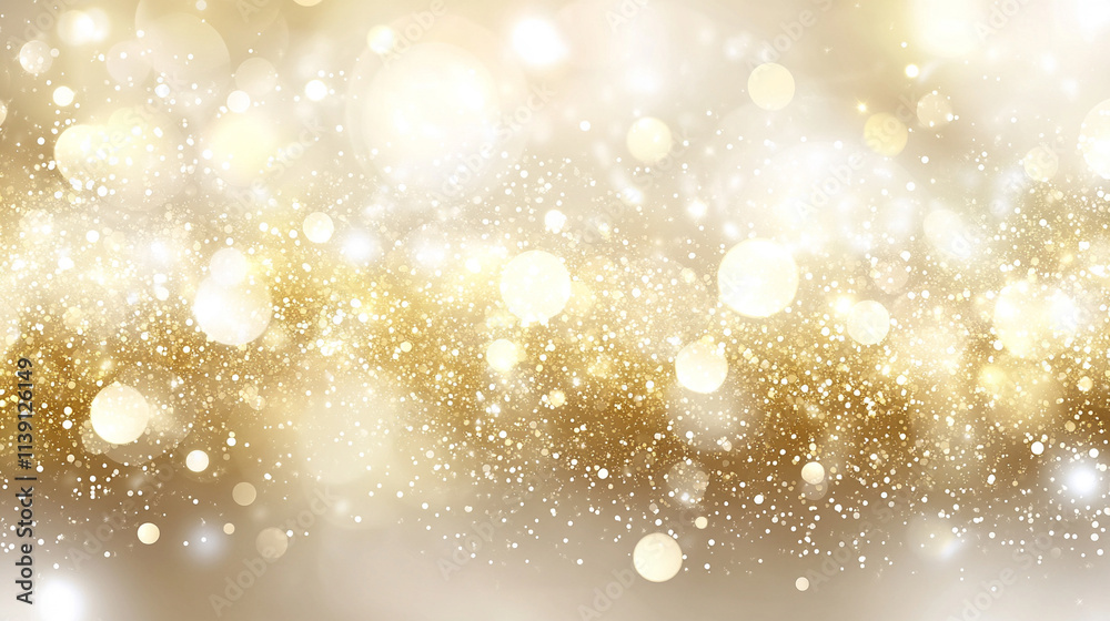 Golden bokeh confetti overlay with glowing yellow circles and sparkling dust creates a luxurious festive background with a blurred effect and empty blank space for a caption in the middle Golden bokeh confetti overlay with glowing yellow circles and sparkling dust creates a luxurious festive background with a blurred effect and empty blank space for a caption in the middle