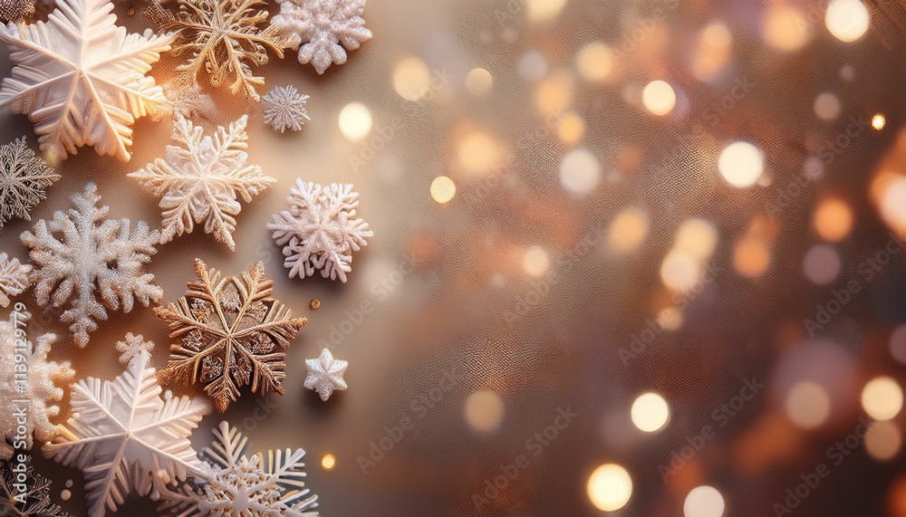 Frosted Snowflakes Left-Aligned Background Frosted Snowflakes Left-Aligned Background