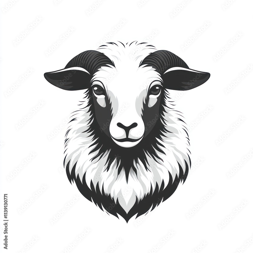 Monochrome ram head illustration. Monochrome ram head illustration.
