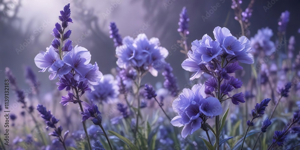 Ethereal blooms in shades of lavender and blue , blue flowers, abstract Ethereal blooms in shades of lavender and blue , blue flowers, abstract
