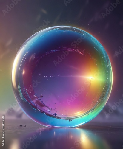 Sparkling rainbow contained within a delicate aeriform orb, whisper-thin, rainbow