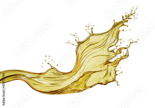 Olive oil or Cosmetic oil splashing isolated on white background include Clipping path 3d rendering.