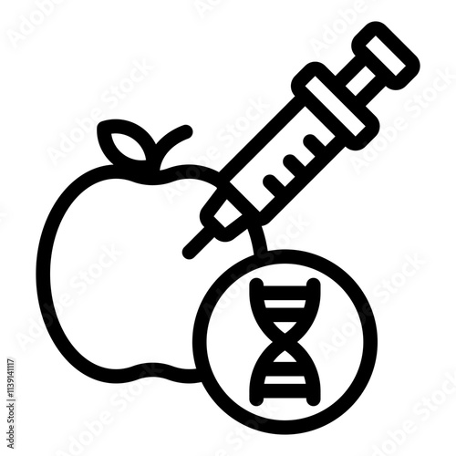 GMO Apple outline icon modification genetics fruit food