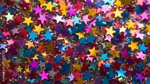 Colorful Glitter Stars Festive Background
