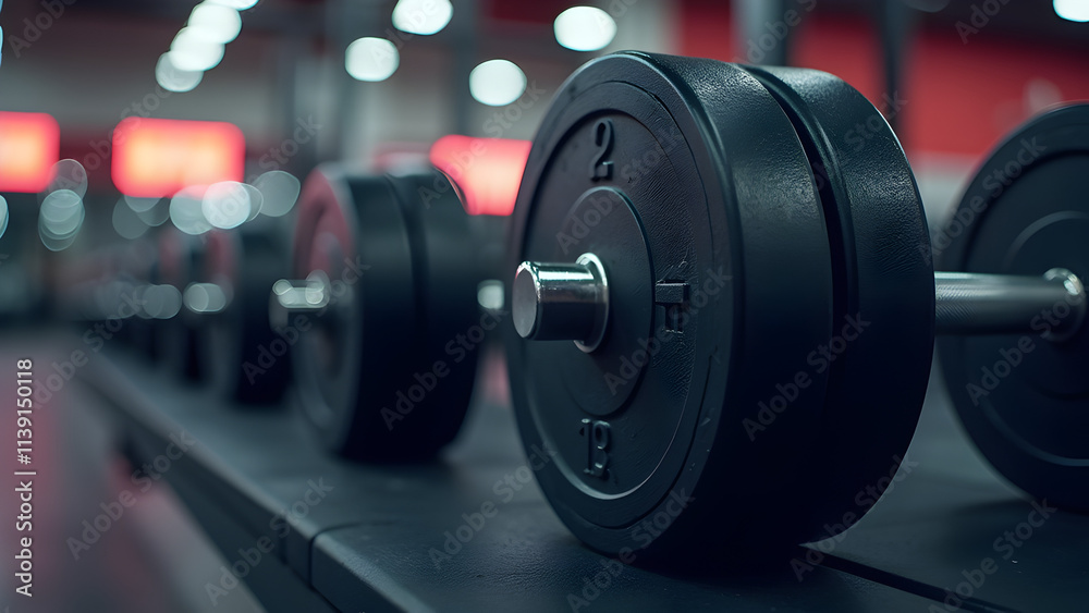 Fototapeta premium illustration of free weights or dumbells in gym or studio.