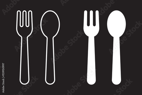 spoon and fork icon set vector. spoon, fork and knife icon vector. restaurant sign and symbol