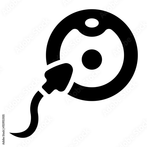Sperm fertilizing an egg for Fertilization glyph icon for reproduction