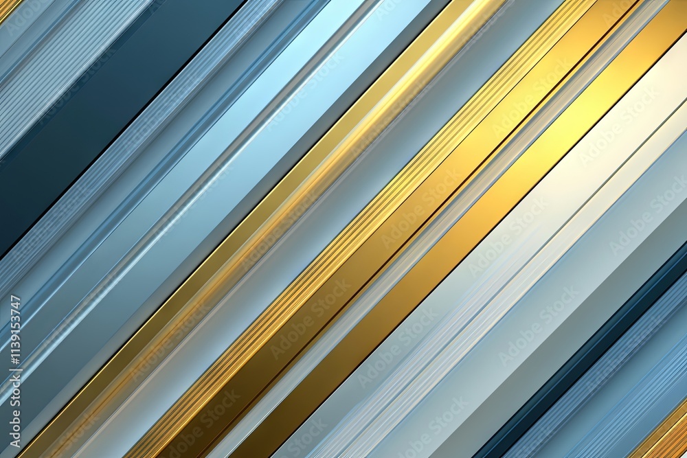 Obraz premium Abstract Diagonal Lines of Gold, Silver, and Blue
