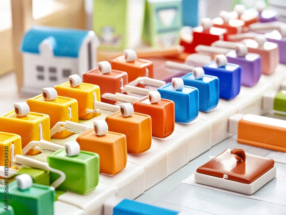 Colorful Toy Cars on a Track Colorful Toy Cars on a Track