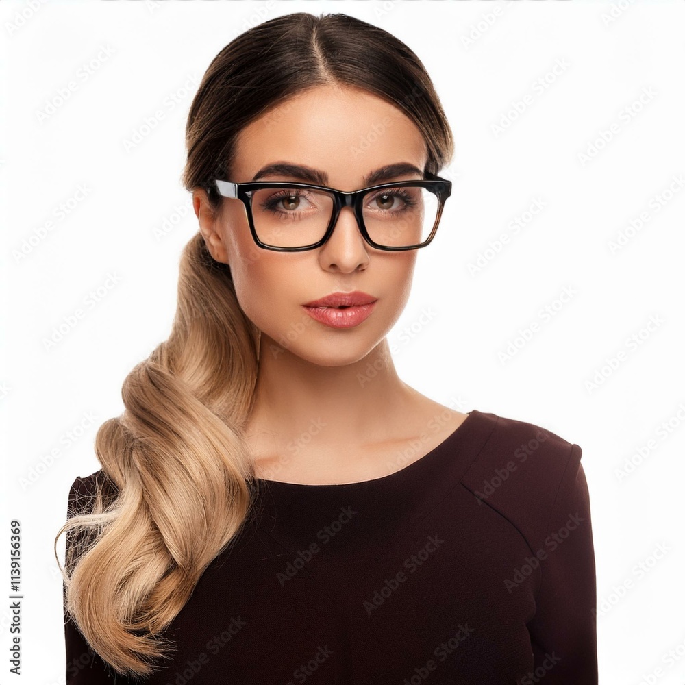 Obraz premium beautiful woman, wearing glasses, AI generated