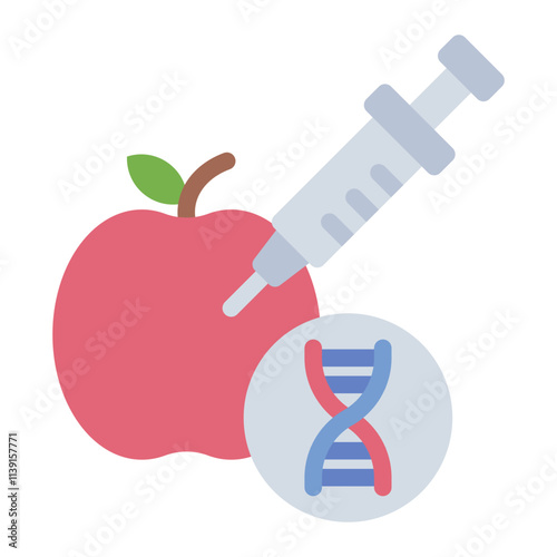 GMO Apple flat icon modification genetics fruit food
