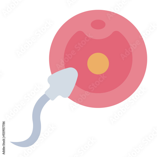 Sperm fertilizing an egg for Fertilization flat icon for reproduction