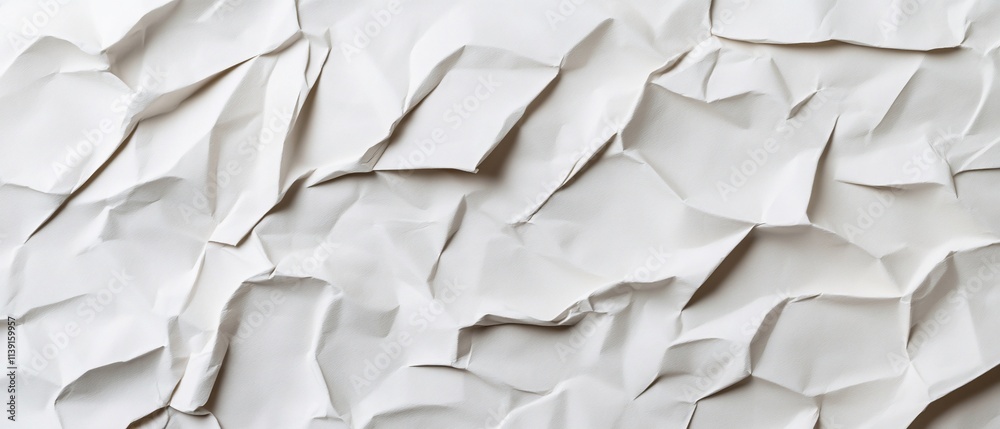 Obraz premium Crumpled white paper texture for design use.