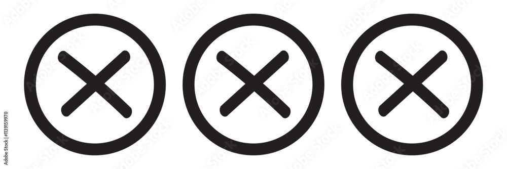 Close icon set. Delete icon vector. cross sign Close icon set. Delete icon vector. cross sign