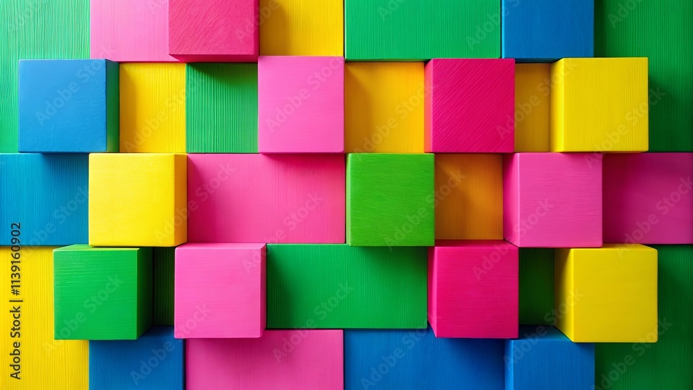 Vibrant Colored Cubes in a Striking Geometric Pattern Vibrant Colored Cubes in a Striking Geometric Pattern
