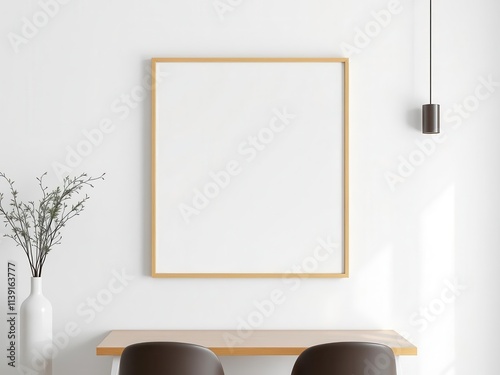 Clean and minimalist mockup of wall art featuring a simple geometric design, template, clean