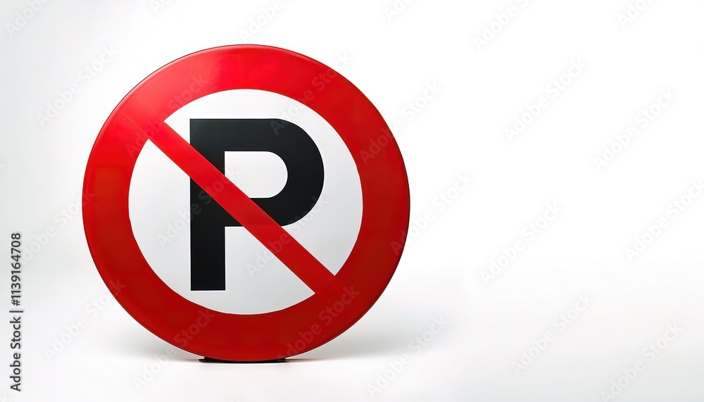 no parking sign in this area. Circle round design with a black or blue block letter P with a red slash through it. Isolated on white background with copy space. no parking sign in this area. Circle round design with a black or blue block letter P with a red slash through it. Isolated on white background with copy space.