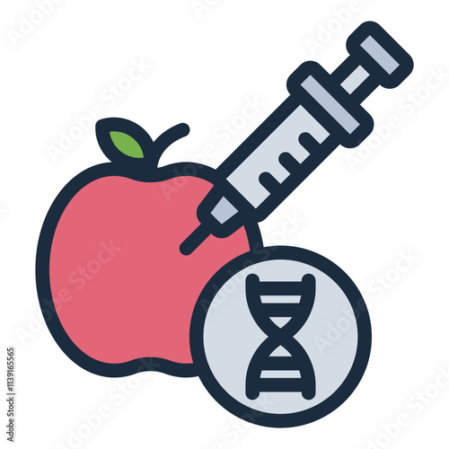 GMO Apple filled line icon modification genetics fruit food