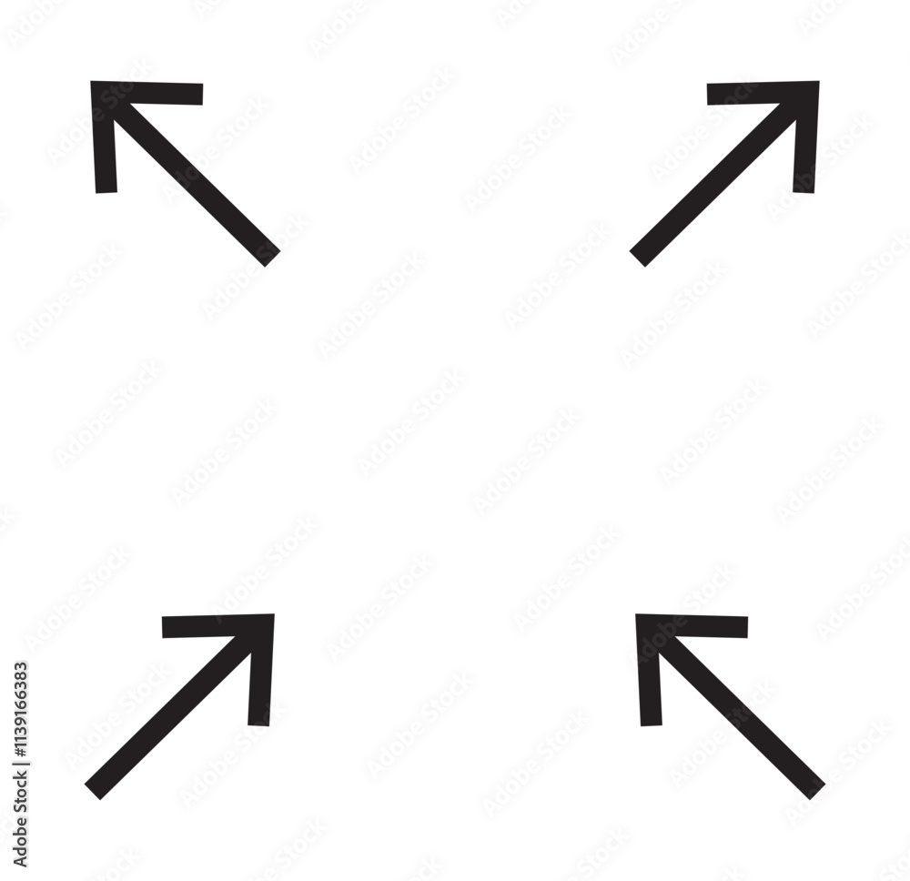 Maximize and minimize screen buttons icon set, Arrow mark icons. Scalability icons in flat style for web site, UI, mobile app. Full screen enter and exit sign collection. Vector illustration Maximize and minimize screen buttons icon set, Arrow mark icons. Scalability icons in flat style for web site, UI, mobile app. Full screen enter and exit sign collection. Vector illustration