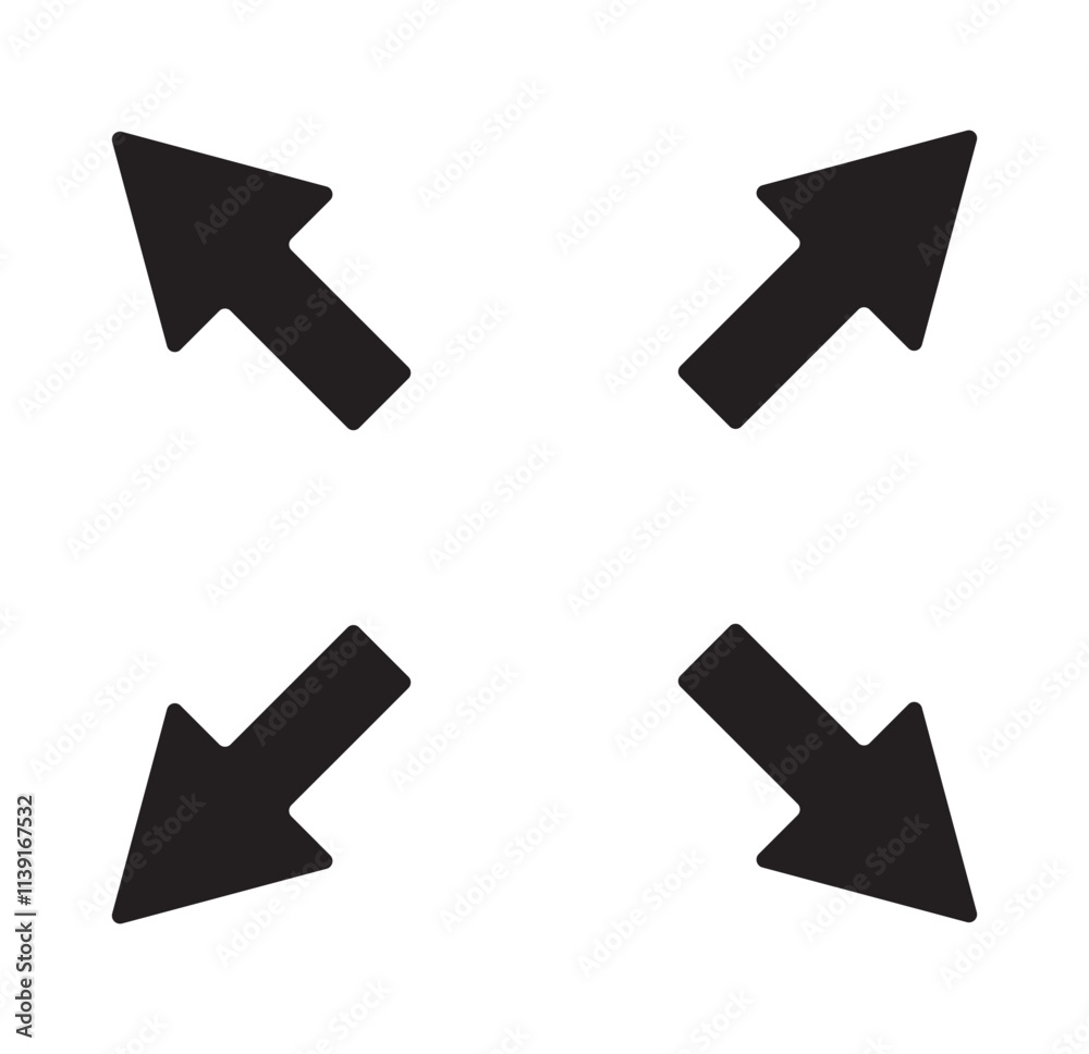 Maximize and minimize screen buttons icon set. Full screen enter and exit sign collection. Arrow mark icons. Scalability icons in flat style for web site, UI, mobile app. Vector illustration Maximize and minimize screen buttons icon set. Full screen enter and exit sign collection. Arrow mark icons. Scalability icons in flat style for web site, UI, mobile app. Vector illustration