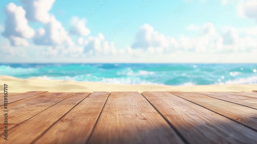 Tranquil Beach Scene with Lush Clouds and Gentle Ocean Waves