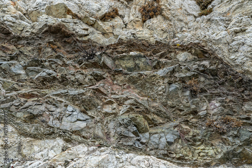 Angeles Crest Scenic Byway,  Los Angeles County, California. San Gabriel Mountains. GRANITIC ROCKS / igneous rocks. complexly intrusive as pods and dikes, some as aplite and pegmatite dikes photo