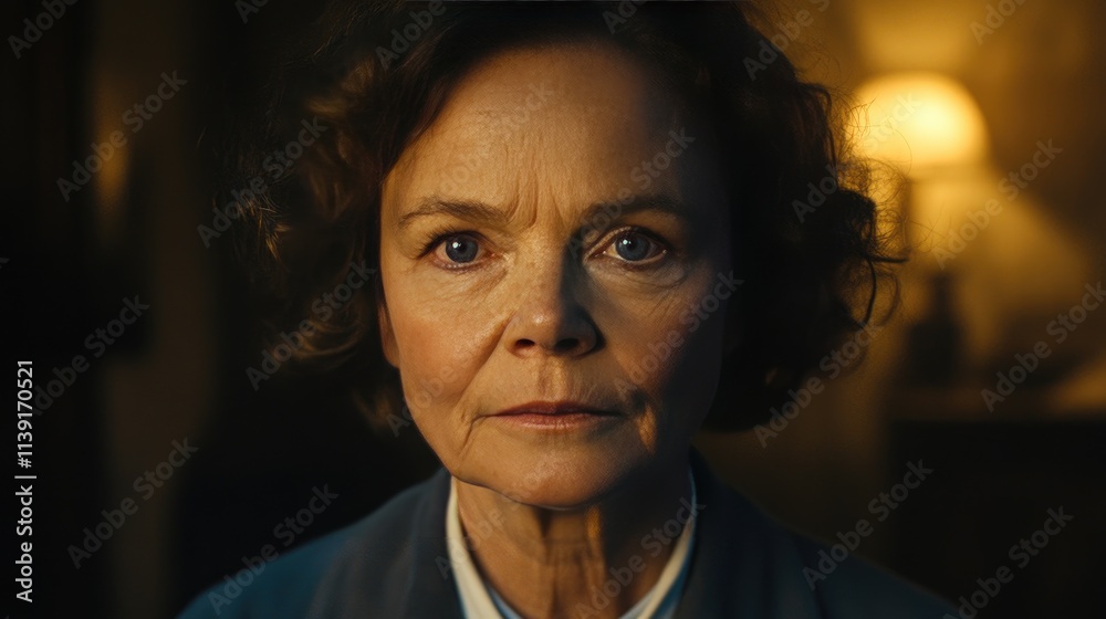 Portrait of a woman in a dark room. Portrait of a woman in a dark room.