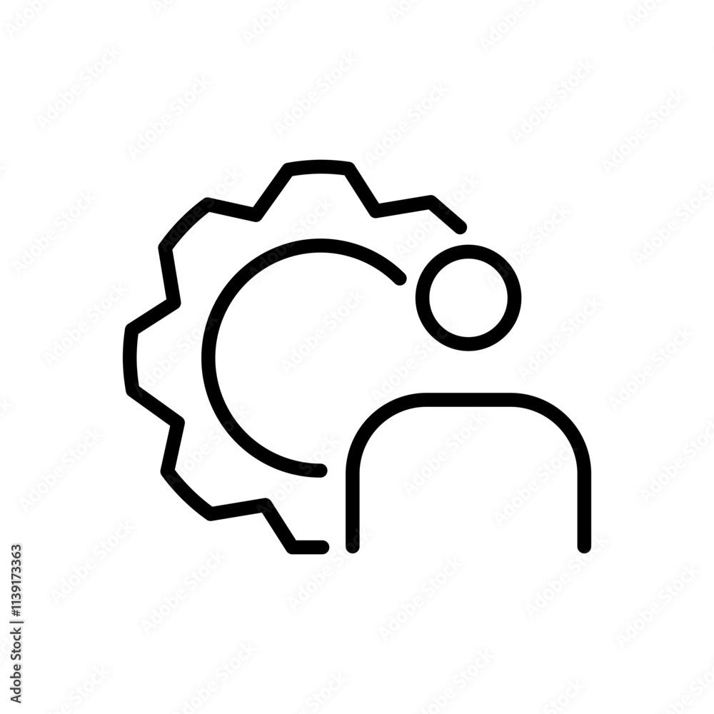 gear with person icon, setting account icon in transparent background gear with person icon, setting account icon in transparent background