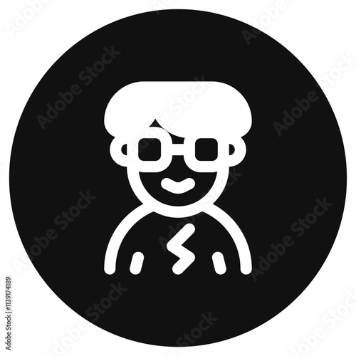 Editable person with bowl haircut and glasses avatar vector icon. User, profile, identity, persona. Part of a big icon set family. Perfect for web and app interfaces, presentations, infographics, etc