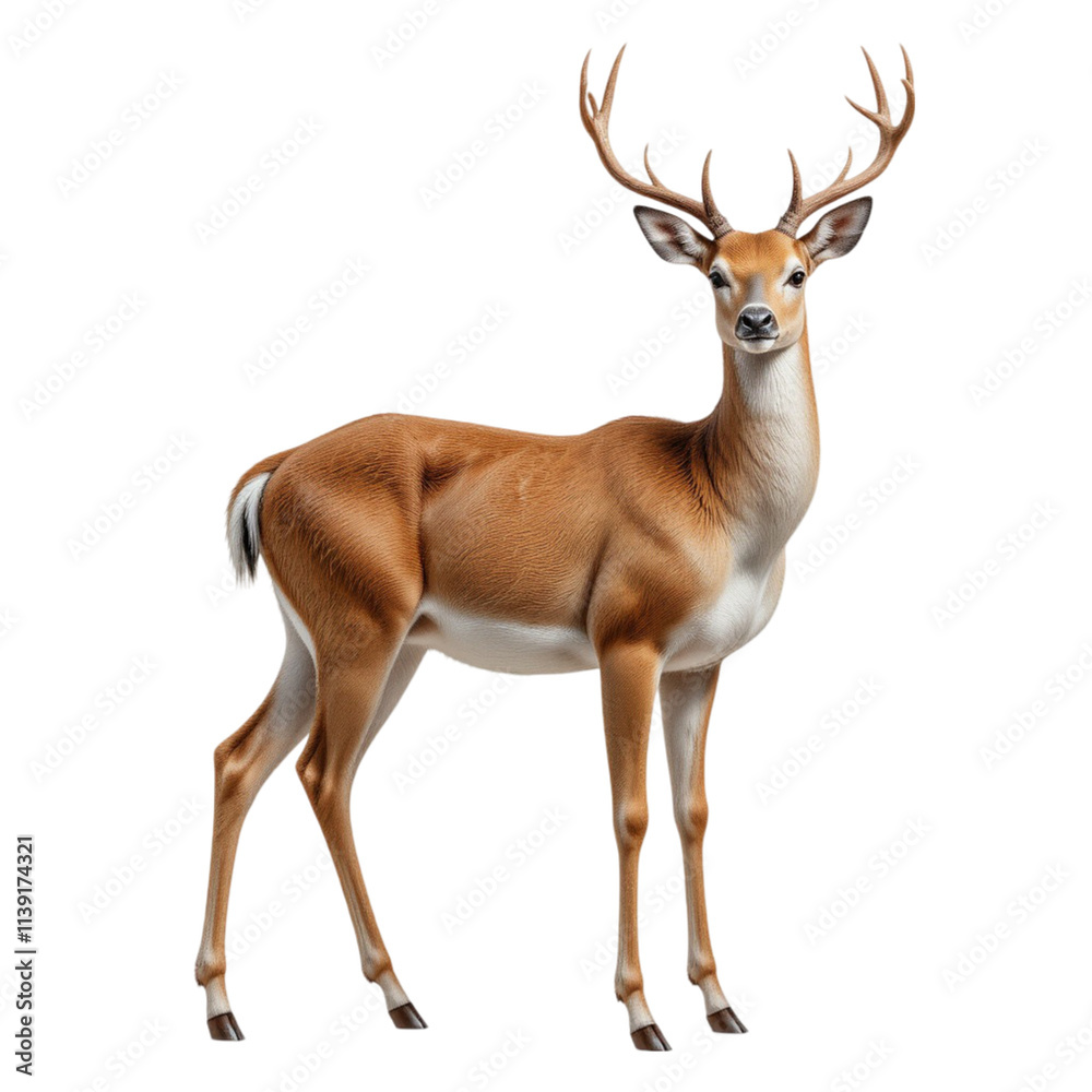 A deer close-up isolated on white background - animal generation - A deer close-up isolated on white background - animal generation -
