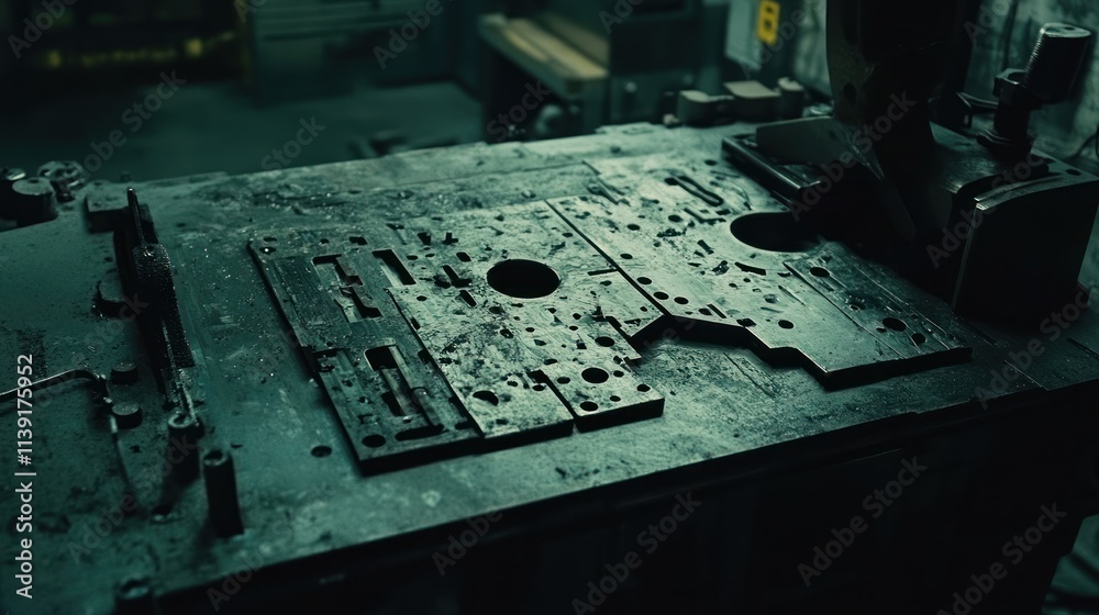 Naklejka premium Industrial Metalwork: Precision Cutting and Fabrication in a Factory Setting
