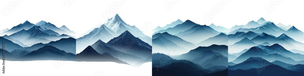 Obraz premium Majestic Snow Capped Mountain Peaks in Misty Landscape