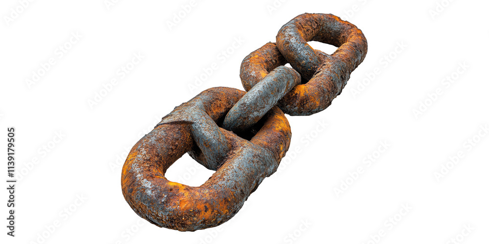Rusty metal chain links isolated on transparent background Rusty metal chain links isolated on transparent background