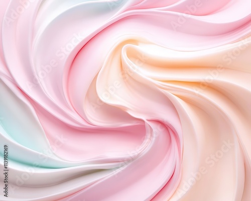 The artistic pastel rainbow meringue swirl, airy and delicate, contrasts beautifully against the clean light background. photo